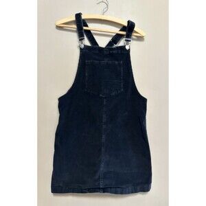 Altar’d State Black Corduroy Overall Dress Cotton Stretch Size Medium Preppy